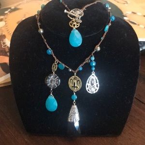 Silpada Necklace ,925 Sterling Silver Quartzite, Cubic Zirconia, Agate, Glass